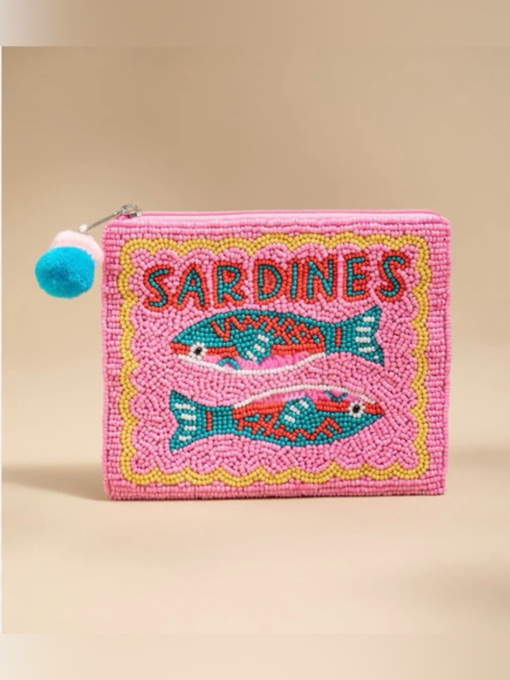 NWT Francesca’s Beaded 'Sardines' Pink Pouch bag
